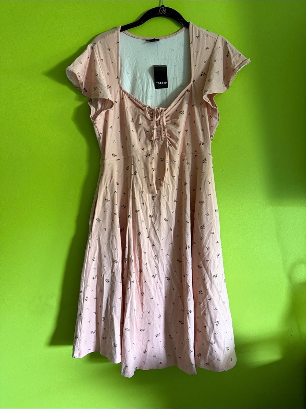 NWT Torrid Peach Floral Cottagecore Boho Stretch Midi Dress Size 00 M/L 10 - Picture 1 of 7